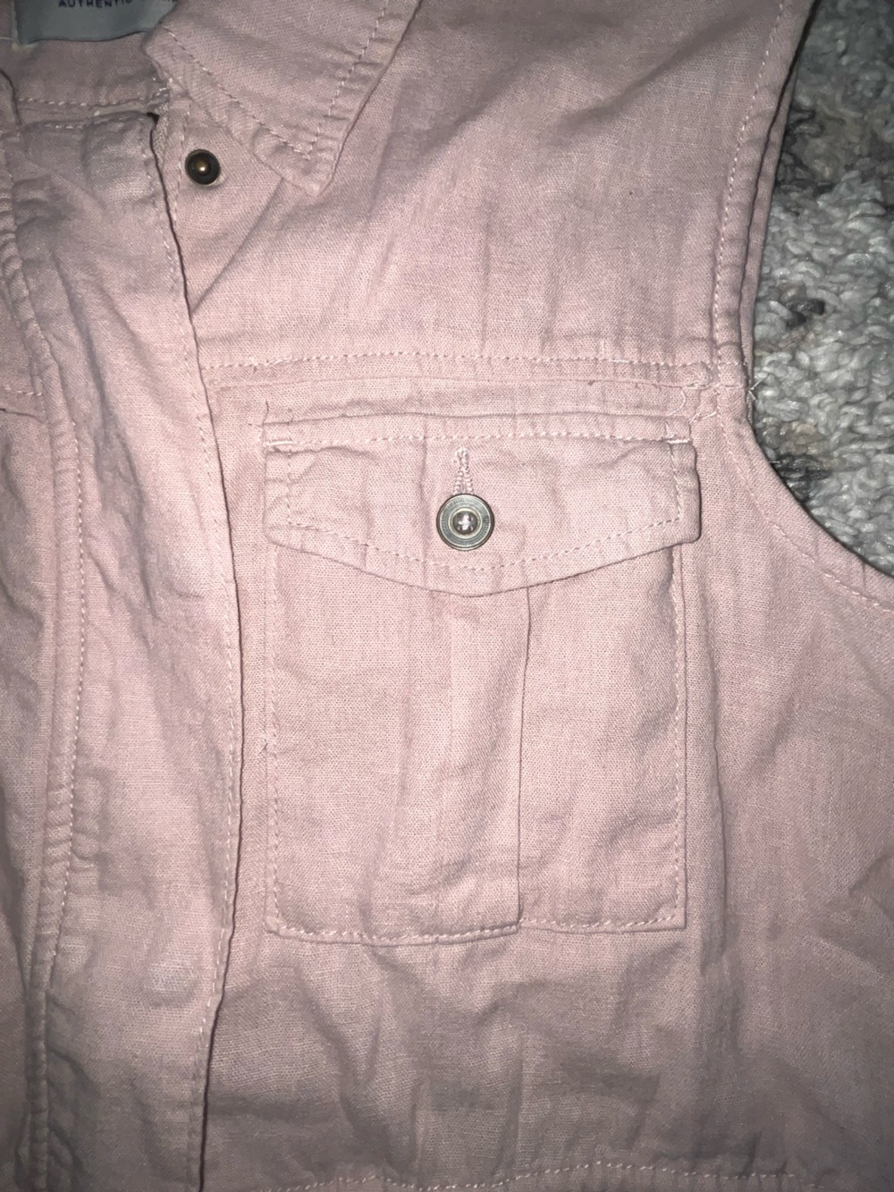 Linen blend Wallflower Pink Sleeveless Utility Vest - Picture 4 of 5